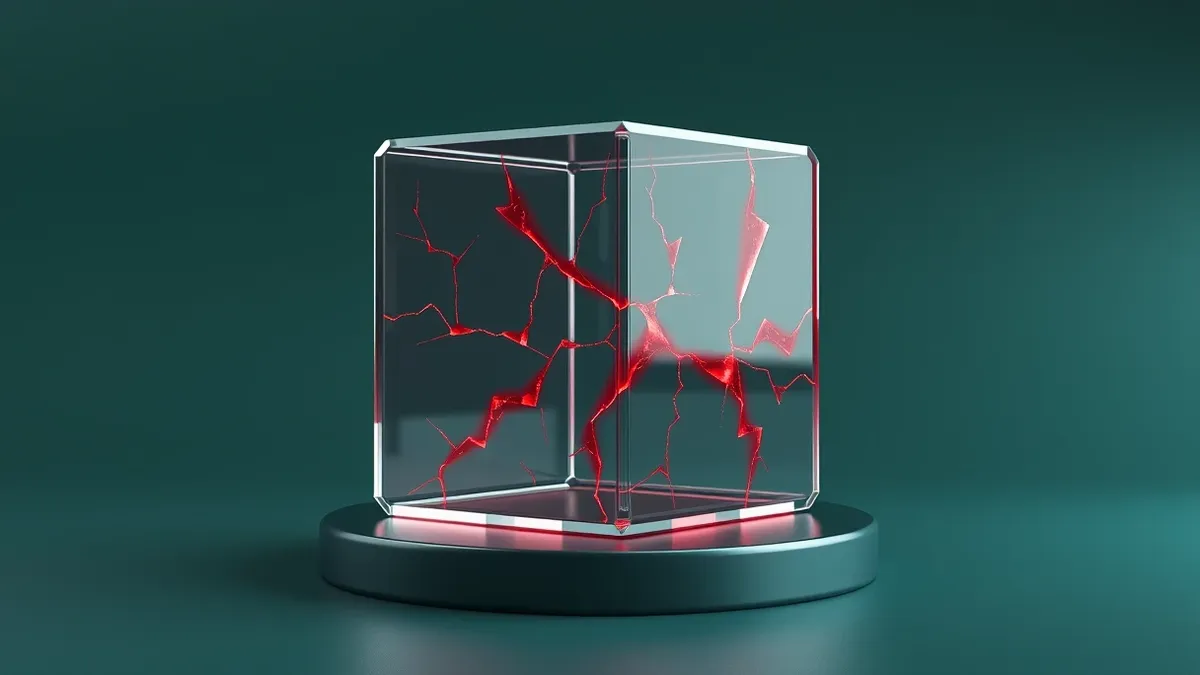 Illustration: A transparent glass cube floats in a dark void, representing a container.