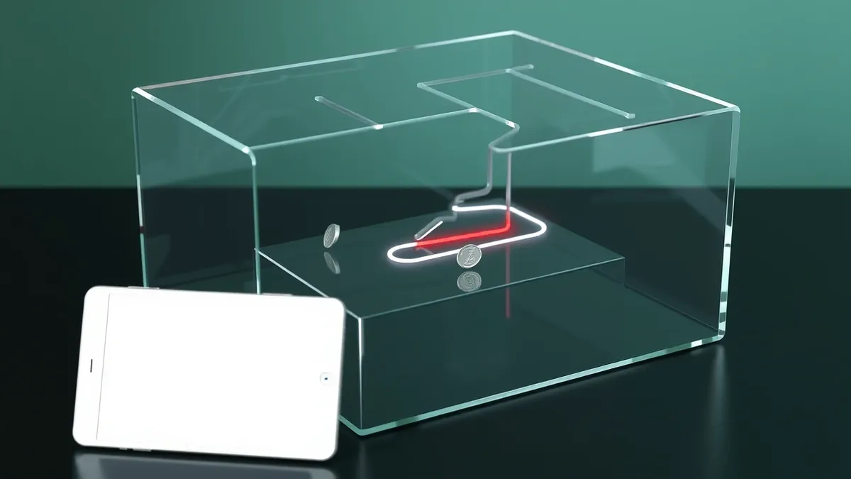 Illustration: A transparent glass maze sits on a dark table.