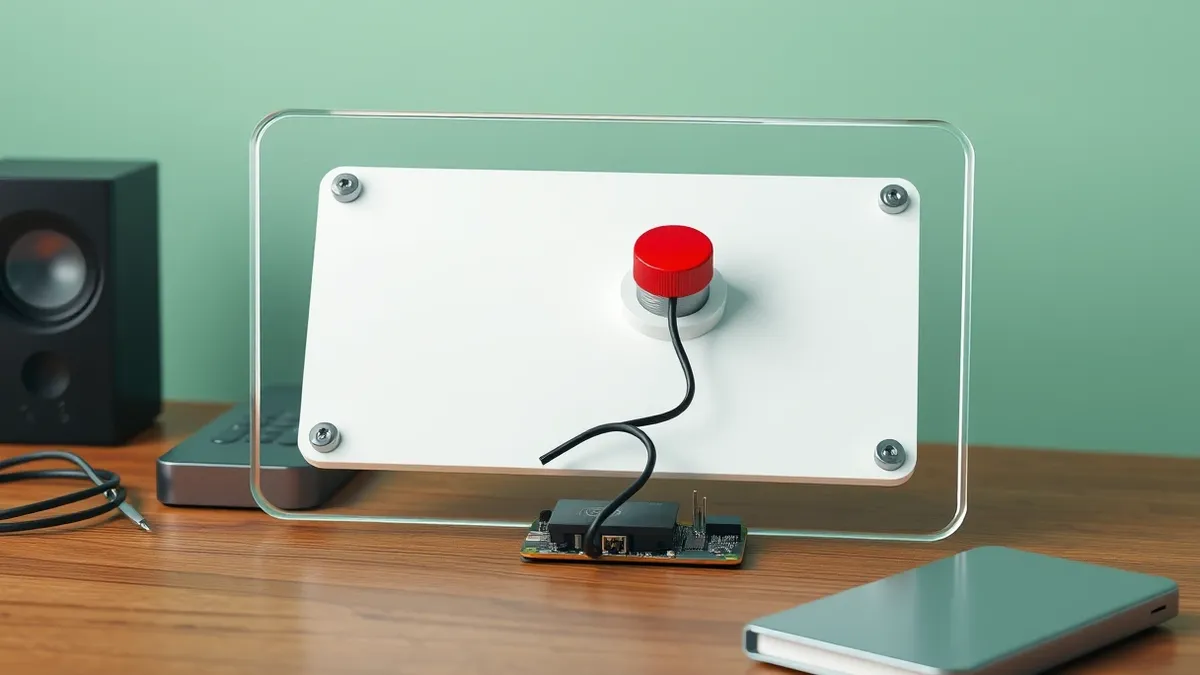 Illustration: A transparent glass window pane rests on a cluttered wooden desk.