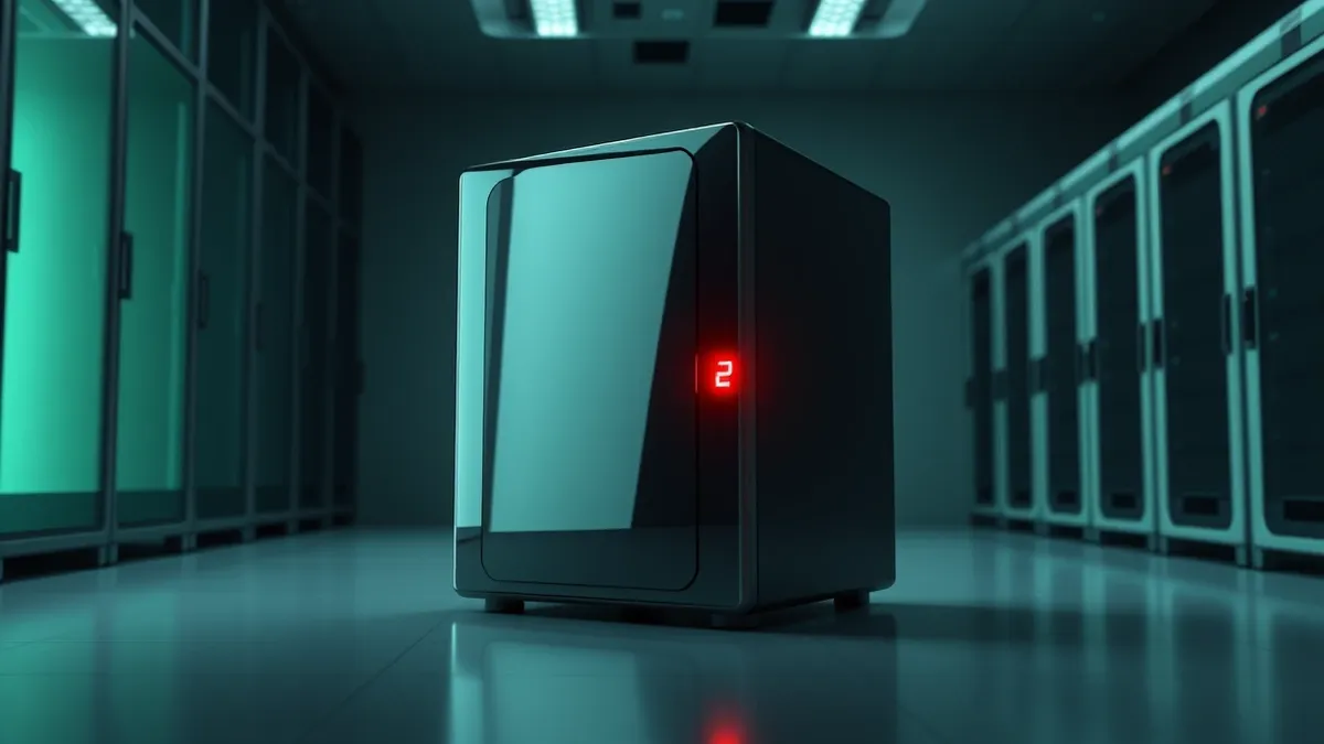 Illustration: A sleek network appliance sits in a dim server room with its front panel lights blinking steadily.
