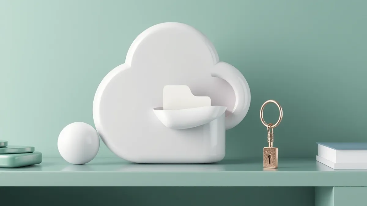 Illustration: A cloud storage bucket sits open on a digital shelf, with a corrupted file sliding out.